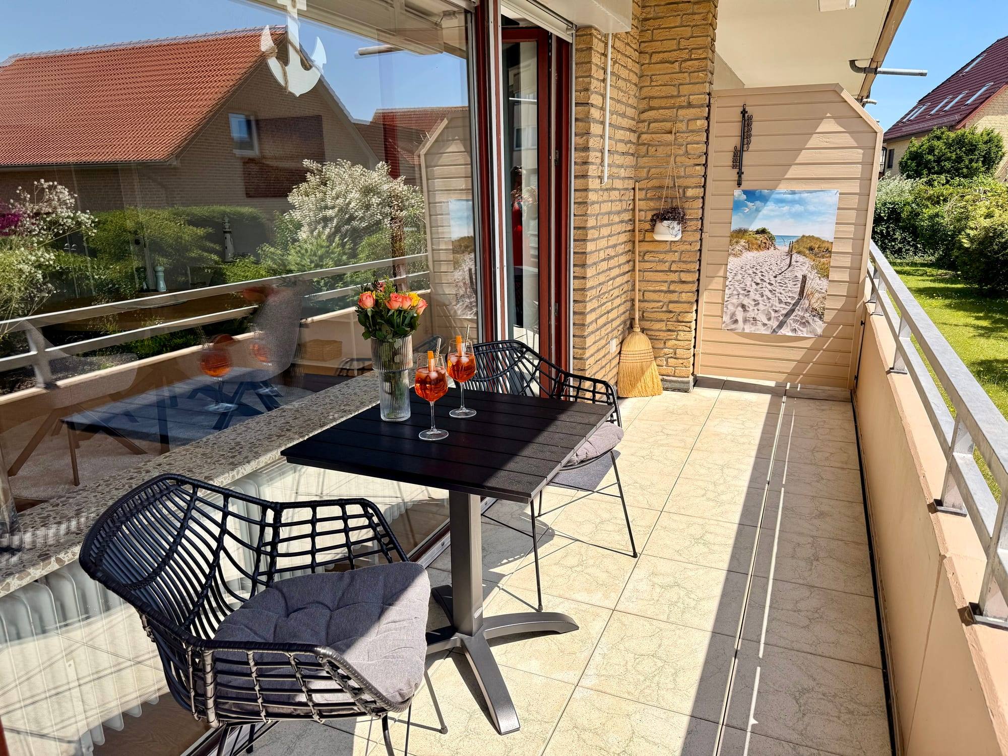 Balcony overlooking the garden