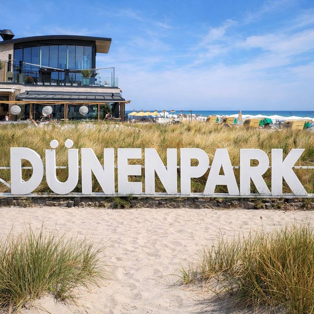 “Dünenpark” lettering on the beach in Grömitz